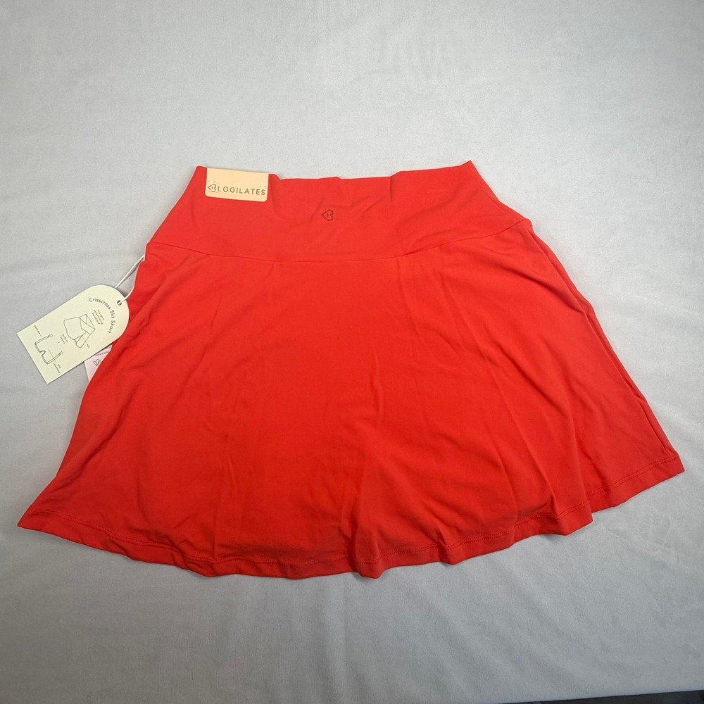 Blogilates Crisscross Slit Skort Spicy Orange Activewear Skirt with Pockets M - Picture 3 of 7